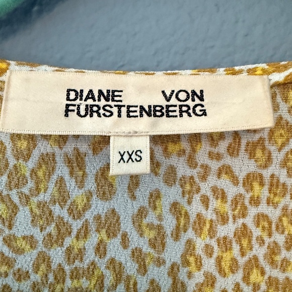 Diane Von Furstenberg Wrap Dress Yellow Cheetah Print Size XXS - Picture 6 of 8